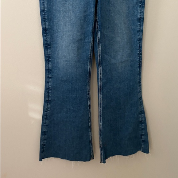 American Eagle Stretch Flare Jean Denim Overalls Front Zip Retro Vibe Size 8 - Picture 8 of 16